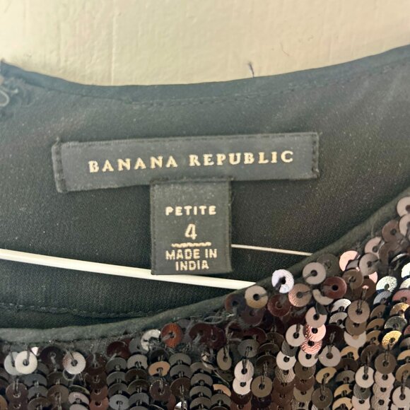 Banana Republic Black Sequin T Shirt Dress Size 4P - Picture 4 of 4